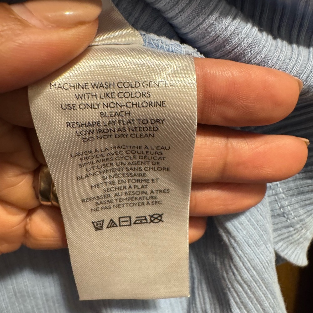 Anthropologie Pilcro Evanna Ribbed light blue long sleeve top size Large - Picture 10 of 10